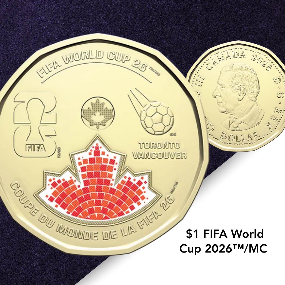 $1 FIFA World Cup 2026 loonie, obverse and reverse
